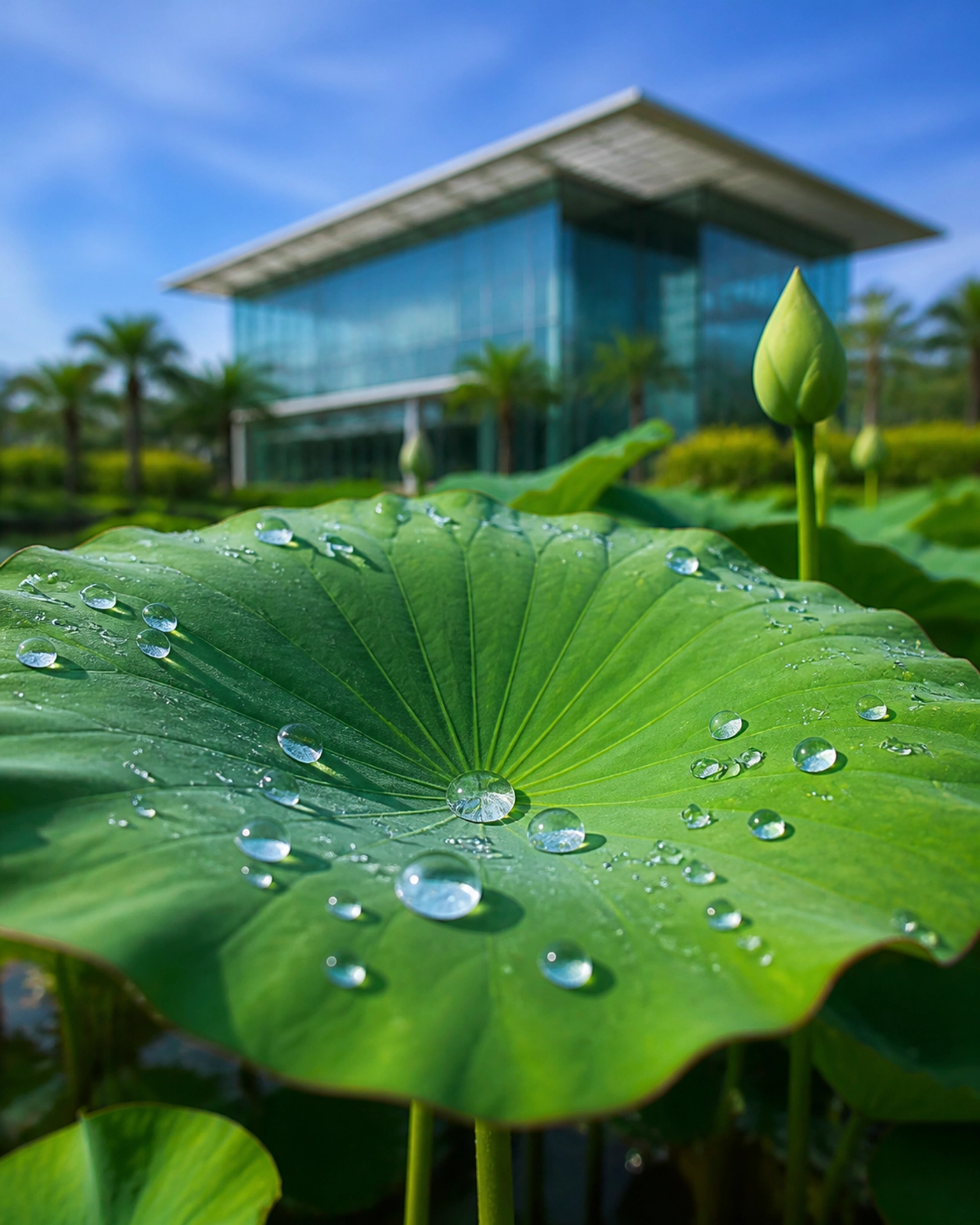 Fresh dew on a leaf in Cambodia