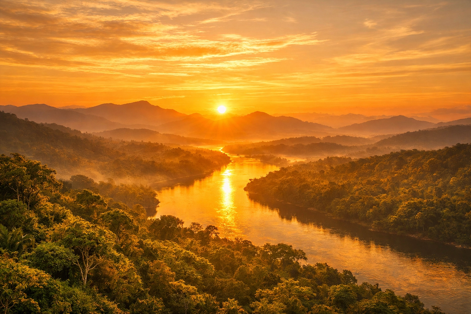 Sunrise over Cardamom Mountains representing God's gift of wisdom and knowledge.