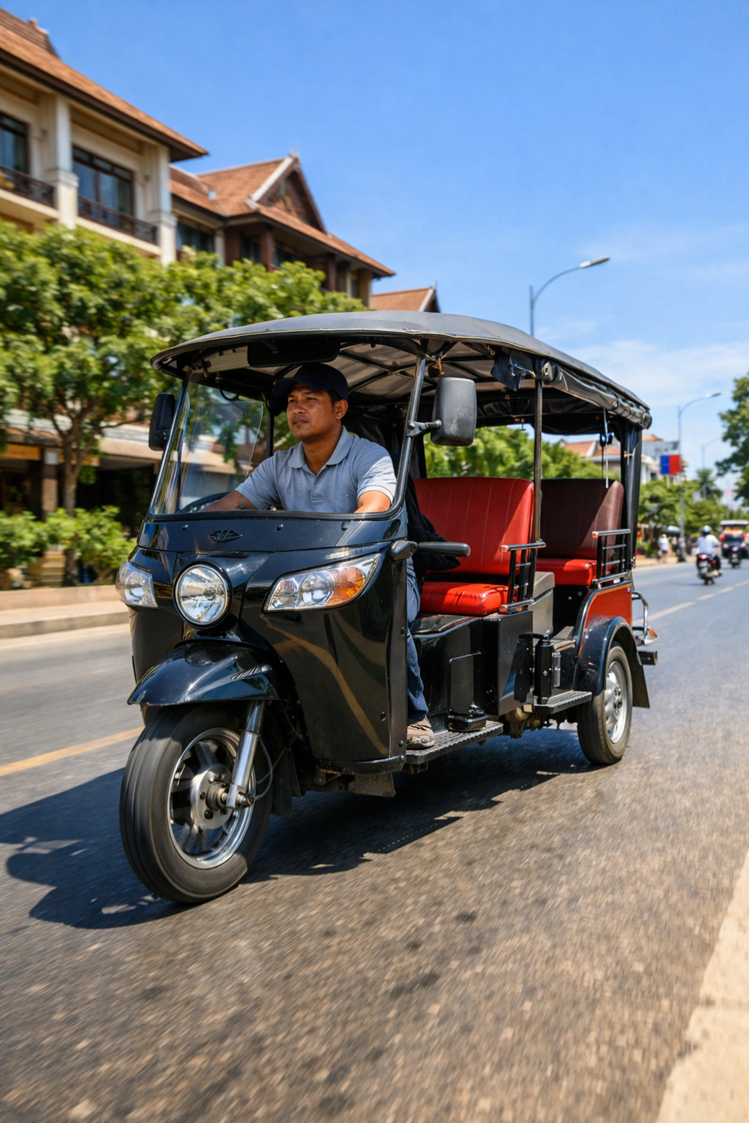 Tuk-tuk driver in Siem Reap symbolizing the secure path of salvation provided by God's predestination.