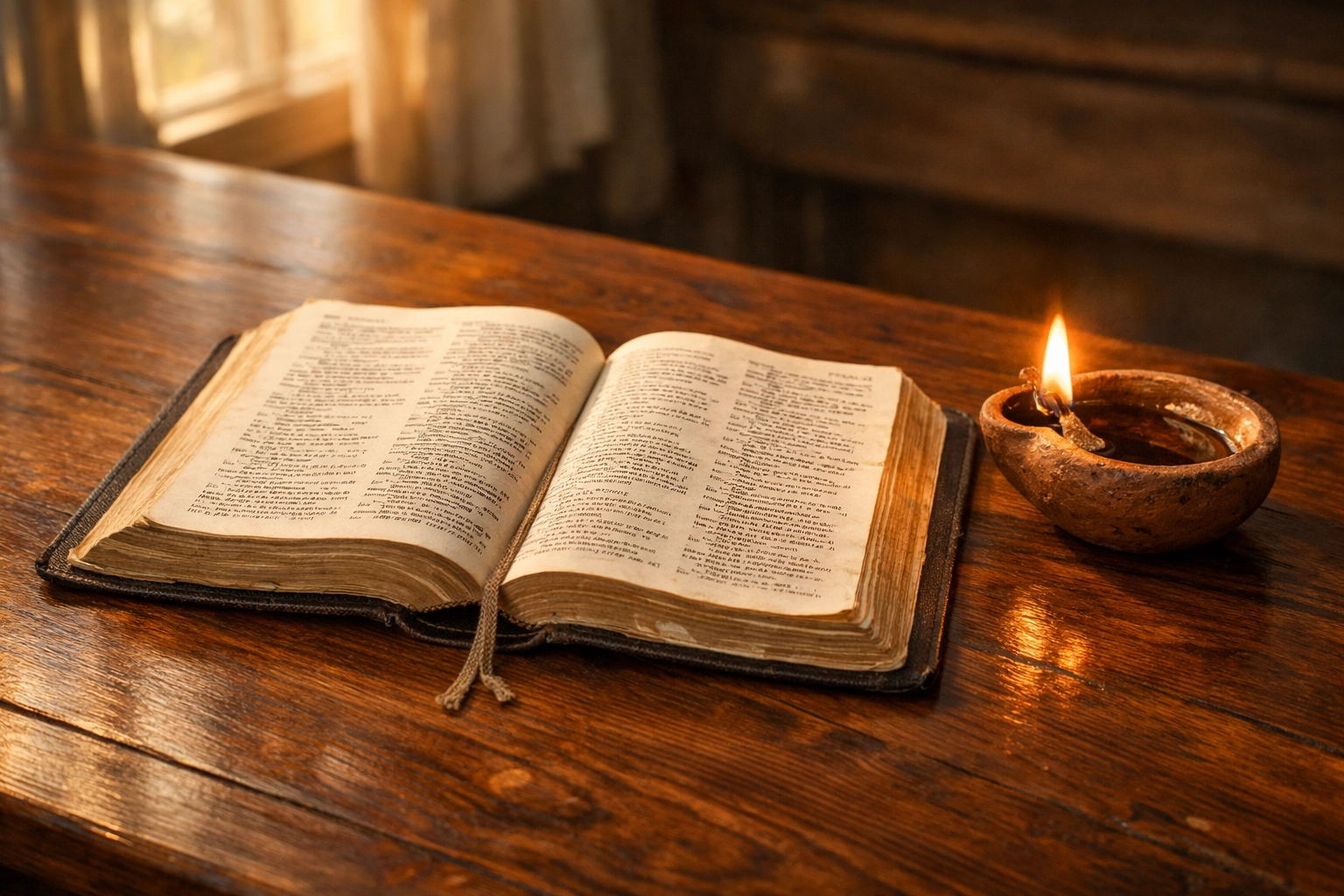 Biblical grace study with a person reading a Bible by a window with warm sunlight.
