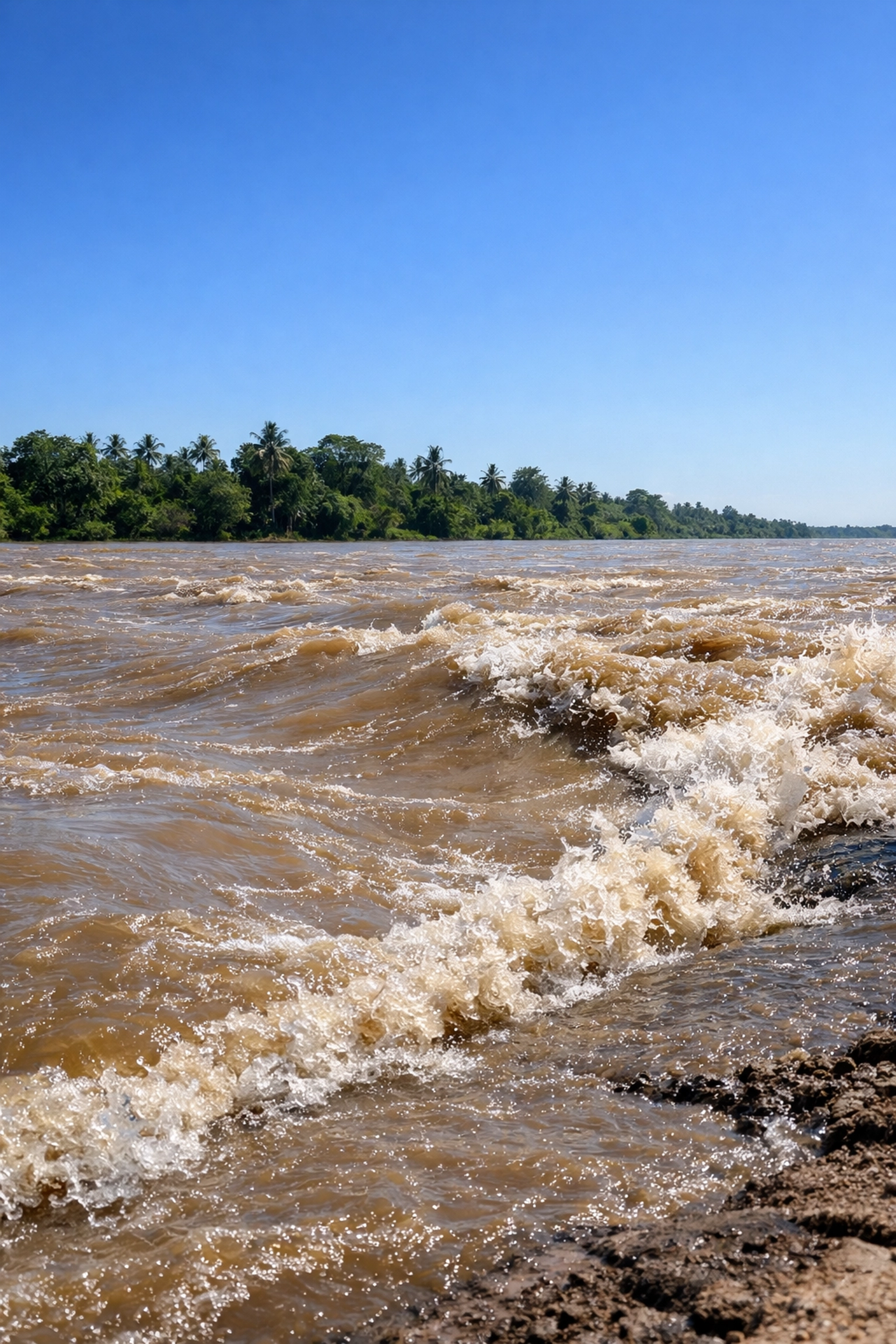 Strong Mekong River currents in Cambodia representing spiritual helplessness and total depravity.